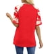 thumbnail image 3 of Mujeres manga corta Tops casual fuera del hombro Raglan impresión blusa, moda primavera verano top para diario, 3 of 8