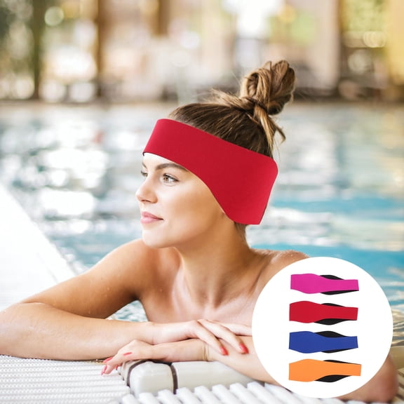 KAKOWELY Neoprene Swim Ear Covers for Adults and Kids in Rose Red and Sapphire Blue