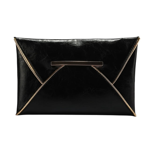 Sac à Main Rétro en Cuir pour Femmes Couleur Unie Enveloppe (Noir)