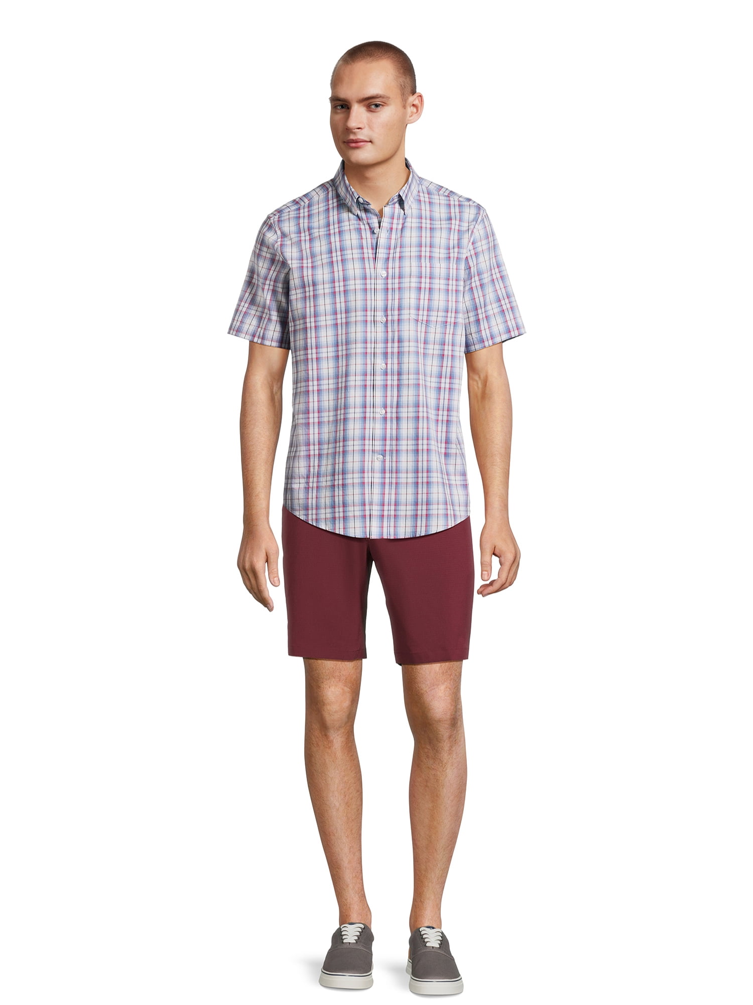 George Men's & Big Men's Short Sleeve Poplin Button-Up Shirt, Sizes S-3XL