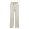 thumbnail image 5 of Pimfylm 2025 Linen Pants Women High Waist Elastic Drawstring Lounge Trousers Casual Lightweight Side Split Summer Beach Pants Khaki, XXL, 5 of 8