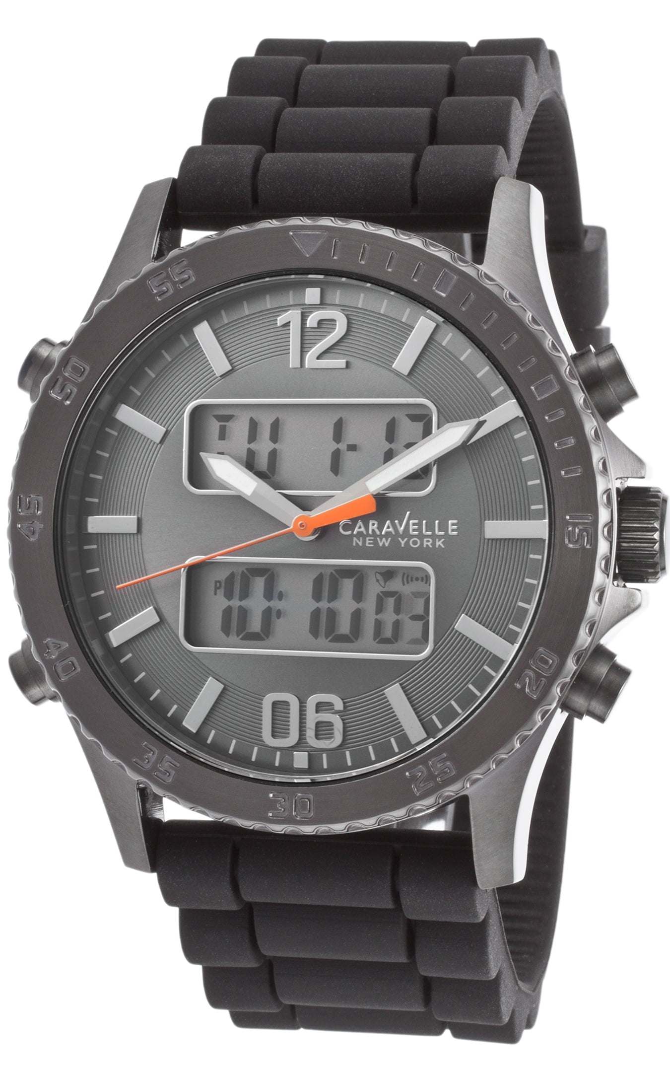 Caravelle New York Watches Mens Digital Chronograph Silicone Band Watch