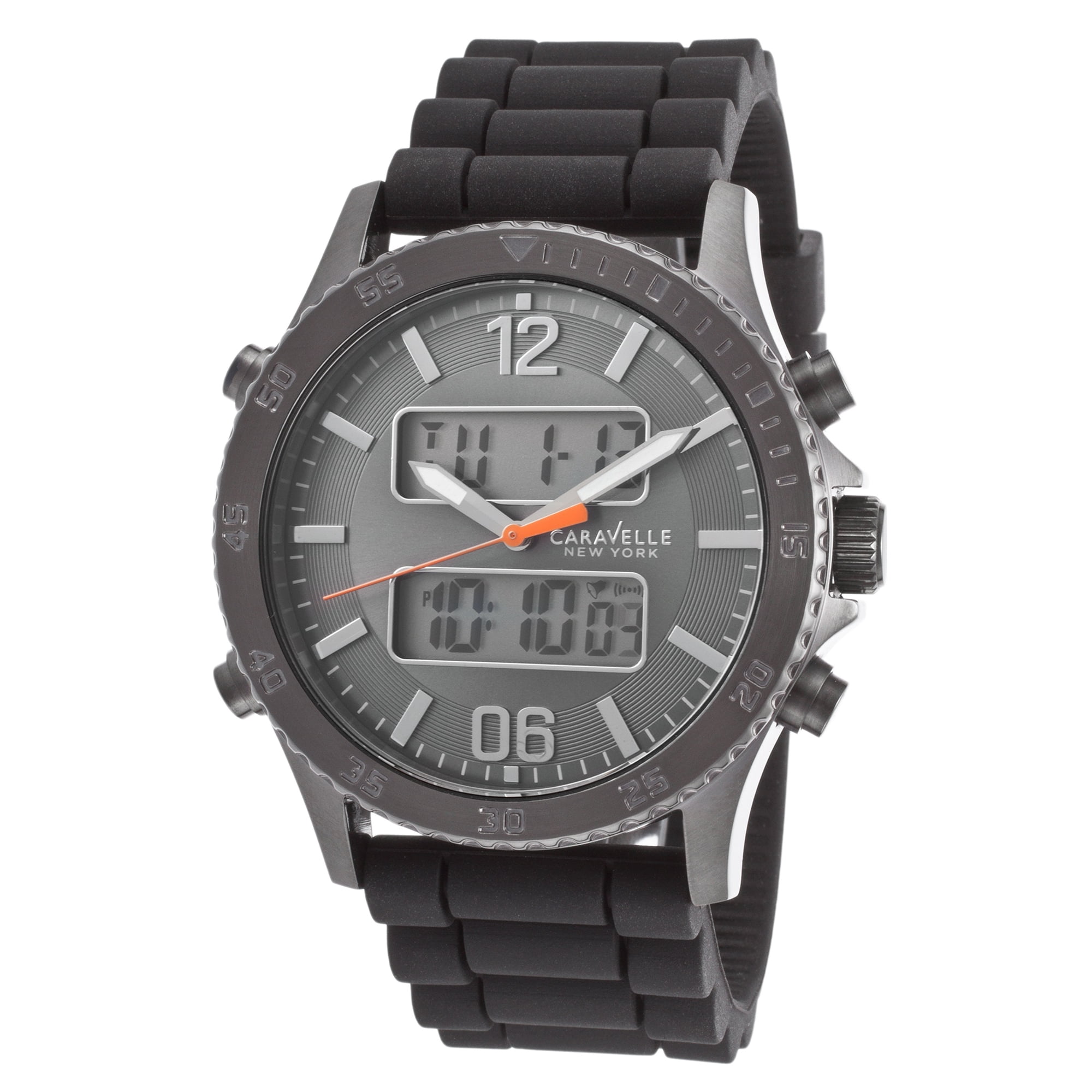 Caravelle New York Watches Mens Digital Chronograph Silicone Band Watch