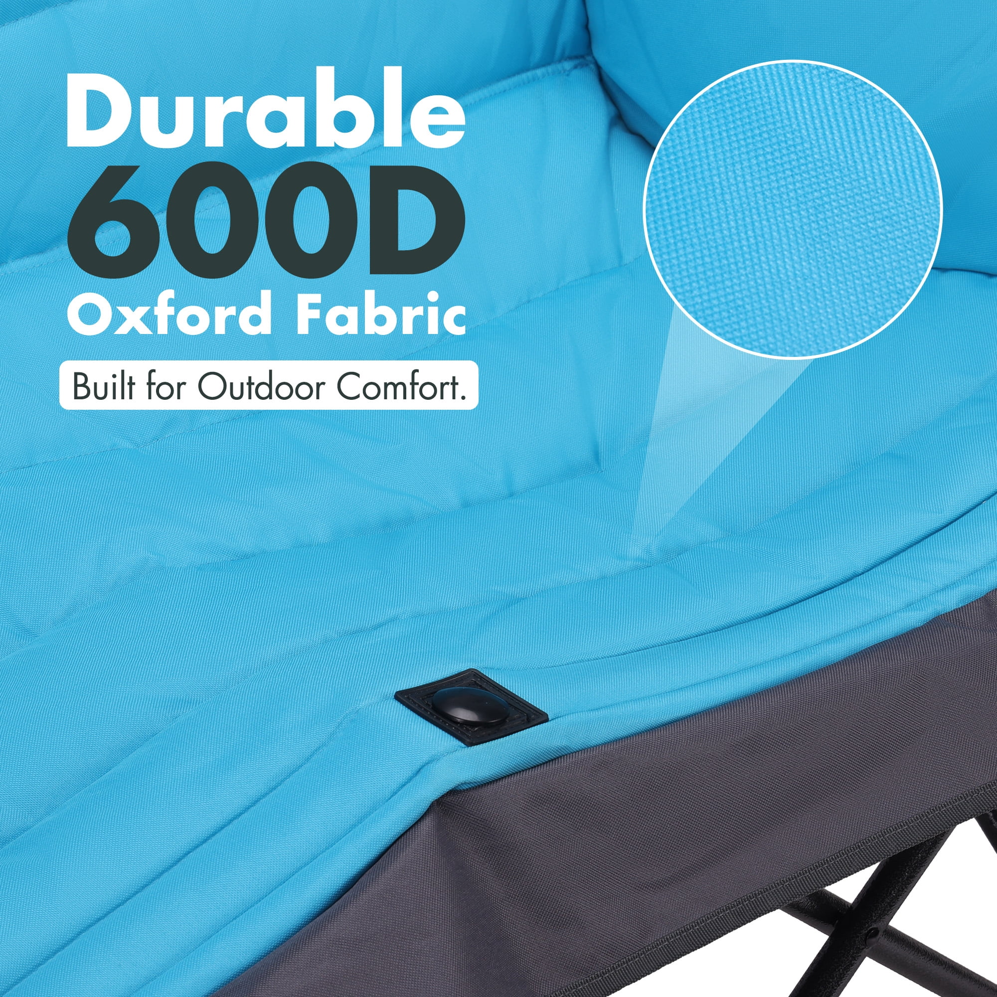 VILLEY Oversized Double Camping Chair, 800lbs Portable Folding Loveseat for Adults, Heavy Duty Oxford Fabric, XL 2 Person Padded Chair with Cup Holders for Outdoor Camping, Lawn, Backyard