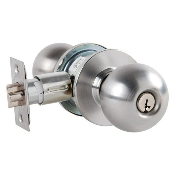 Arrow MK12-BD-26D-CS Grade 2 Storeroom Cylindrical Lock Ball Knob Conventional Cylinder Schlage C Keyway Satin Chrome Finish Non-handed