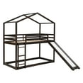 thumbnail image 5 of Miekor Furniture Twin Over Twin Bunk Bed with Roof, Slide and Ladder, Espresso 48AAP, 5 of 9