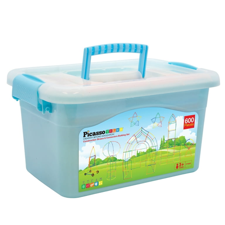 GROW UP Rez ブルースピキュールセット6本 PicassoTiles 600 PC Straw Kit, STEM Learning Toy for Preschoolers