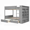 thumbnail image 4 of Space-Saving Full Bunk Bed with Drawers & Cabinet, Gray, 4 of 11