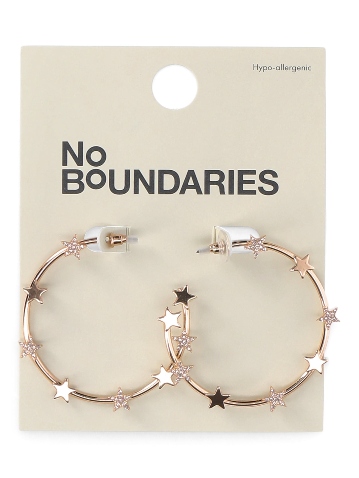 No Boundaries Sparkle Star Hoop Earrings, Women’s