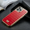 thumbnail image 4 of Mantto Stylish Case for iPhone 13 Pro Max Crocodile Pattern PU Leather Case with Crocodile Pattern Gold Plating Bumper Ultra Slim Case For iPhone 13 Pro Max,Red, 4 of 5