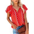 thumbnail image 1 of Nouveau T-Shirt Boho à Volants pour Femmes, Imprimé Floral Élégant, Col en V, Manches Courtes, Bandage, 1 of 2