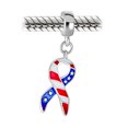 thumbnail image 3 of Bling Jewelry Womens Patriotic USA Flag Ribbon Dangle Charm Bead Enamel Silver for European Bracelet, 3 of 4