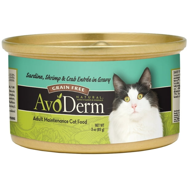 AvoDerm Natural Grain Free Wet Cat Food, Sardine, Shrimp and Crab