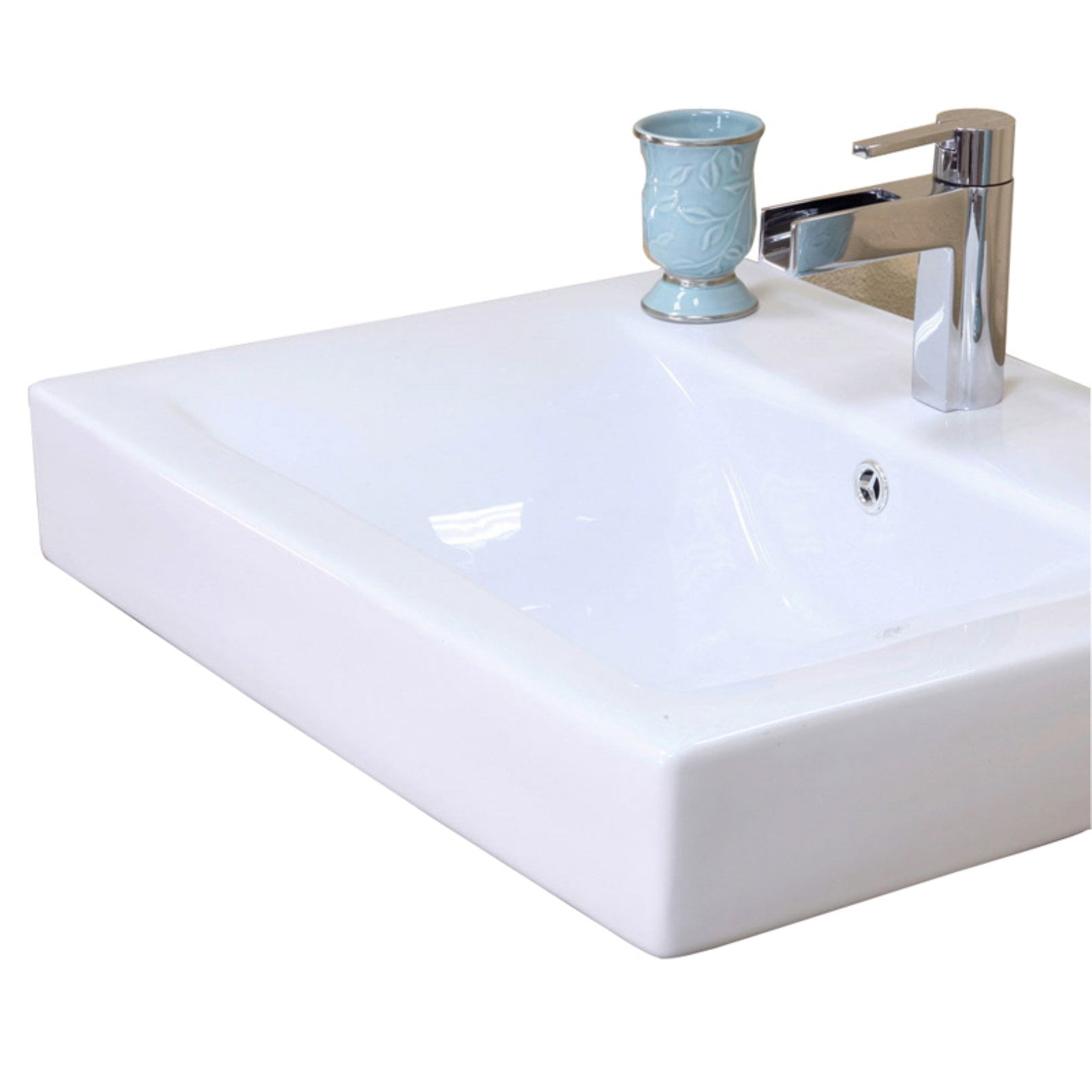 Bellaterra Home 24.25W x 18.9D in. Ceramic Integral Sink Vanity Top