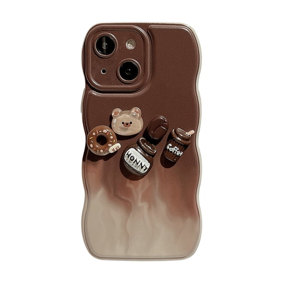 Coffee dessert 3D cute bear fashion creative mobile phone shell soft