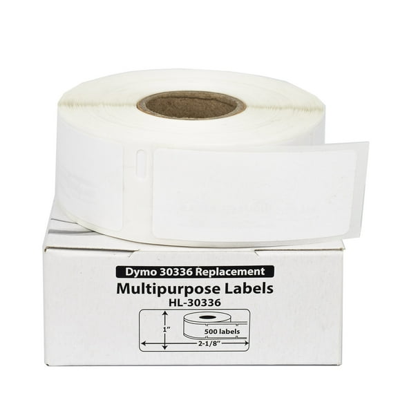 HOUSELABELS Compatible DYMO 30336 Multipurpose Labels (1" x 2-1/8"), strong permanent adhesive, compatible with DYMO LW 450, 4XL, Rollo & Zebra Desktop Printers, 1 Roll /500 Labels