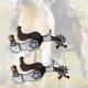 thumbnail image 1 of 2 piezas de caballos espuelas occidentales de vaquero con equipo giratorio en equipo ecuestre tallado diseño antiguo de puta de caballo para, 1 of 8