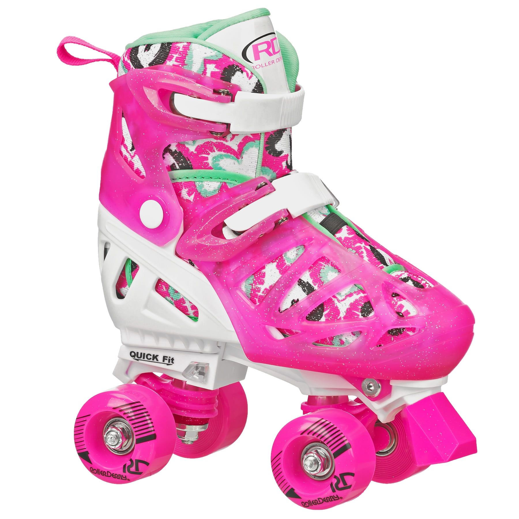 Roller Skates Adjustable Size for Kids/Adult 4 Wheels Children/Boys/Girls Pink 
