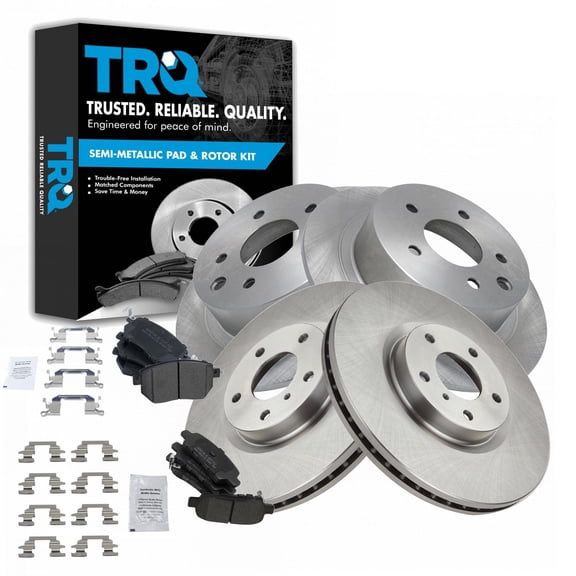 TRQ Front and Rear Brake Pad & Rotor Kit Brake Pads Brake Rotor Semi-Metallic Fits Select 2005-2006 Nissan Altima 2004-2008 Maxima