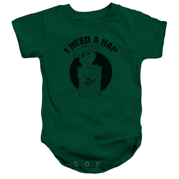 Sesame Street I Need A Nap Infant Snapsuit Romper Kelly Green 12Mos