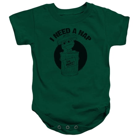 Sesame Street I Need A Nap Infant Snapsuit Romper Kelly Green 6Mos