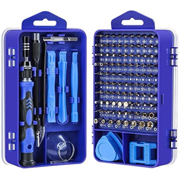 Kit de destornilladores magnéticos de precisión 115 en 1, herramientas de reparación de mini destornilladores portátiles para desmontar portátiles, teléfonos inteligentes, relojes, gafas, ordenadores (azul). esquí esquí Gafas de esquí