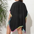 thumbnail image 6 of KIHOUT Women's White Pom Pom Trim Beach Cover Up | Plus Size Kimono Swimsuit Cover Up with Rainbow Tassels for Vacation & Casual Wear, 6 of 6