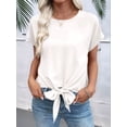 thumbnail image 6 of Women'S Knot Hem Short Sleeve Blouses Dressy Casual Summer Crewneck T Shirts Going Out Tops White XXL, 6 of 8