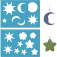 thumbnail image 1 of Plantilla de corte reutilizable con forma de joyería de 2 estilos, acrílico, luna, estrella y sol, para aretes de cuero, lapidario., 1 of 9