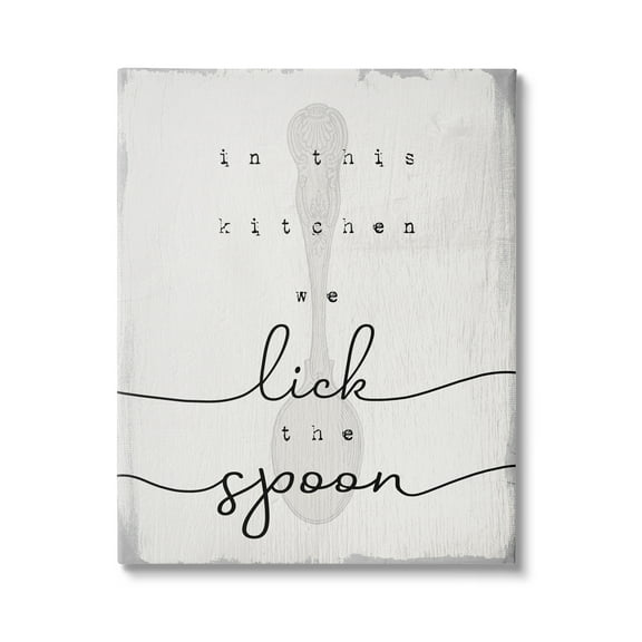 Stupell Industries Lick The Spoon Fun Baking Calligraphy Vintage Text Graphic Art Gallery Wrapped Canvas Print Wall Art, Design by Daphne Polselli
