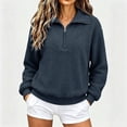 thumbnail image 2 of Byworldtasic Long Sleeve Sweatshirt for Women Half Zip Fuzzy Oversized Pullover Tops Loose Warm Sweatshirts, 2 of 8