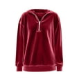 thumbnail image 4 of zbxnLI Girls Velvet Sweatshirt Half Zip Sweatshirts Collared Vintage Velour Pullover Tops with Pocket, 4 of 5