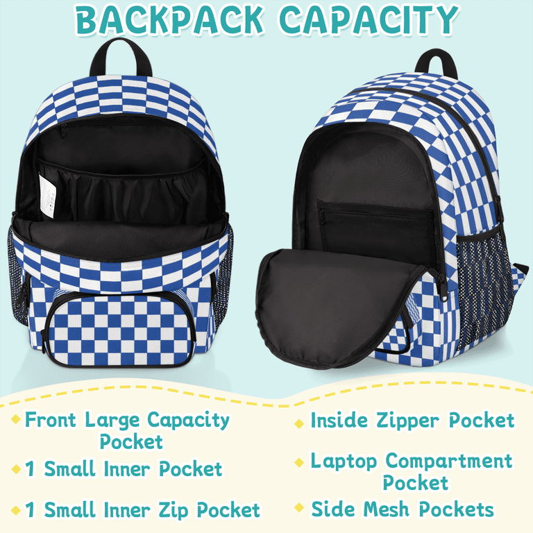 Herdesigns Blue Checkeboard Pattern Laptop Backpack for  display picture 1