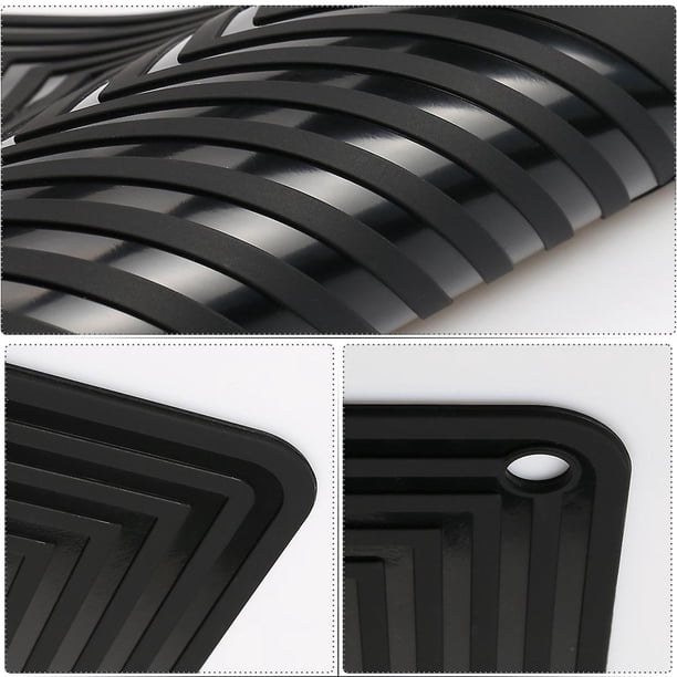 Paquete de 2 salvamanteles de silicona/almohadillas calientes, soporte para ollas, 9 "x 12" antideslizantes, flexibles, duraderos, resistentes al calor, posavasos para mesa de cocina (negro)