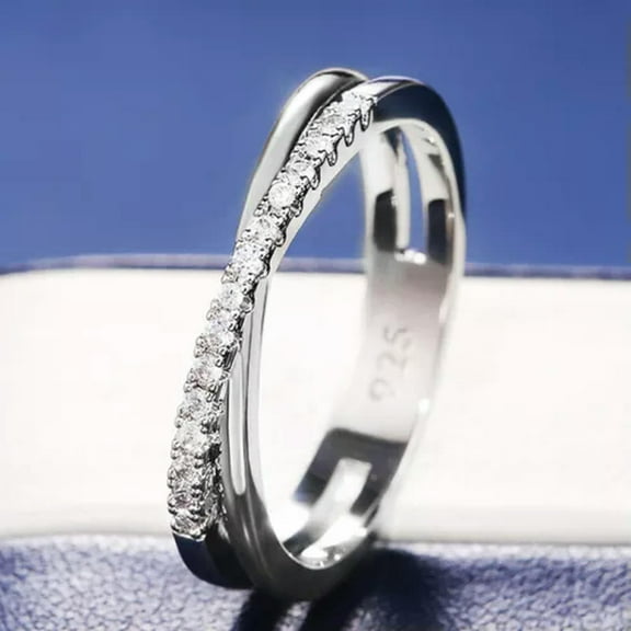 Women Jewelry 925 Silver,Gold Ring Simple Cubic Zircon Wedding Ring Sz 6-10