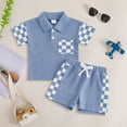 thumbnail image 2 of Akiihool Baby Boy Short Sets Baby Boys Summer Clothes Striped Boy Waffle Short Sleeve T-shirt Tops Shorts Set 6 12 18 24 Months Outfits(Blue,6-12 Months), 2 of 4