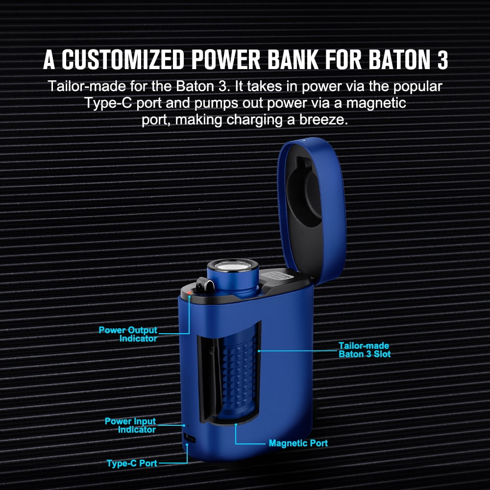 OLIGHT Baton 3 Premium Edition 1200 Lumens Compact LED Flashlight Powered by a Single Rechargeable Battery, with Charging Box (Blue)