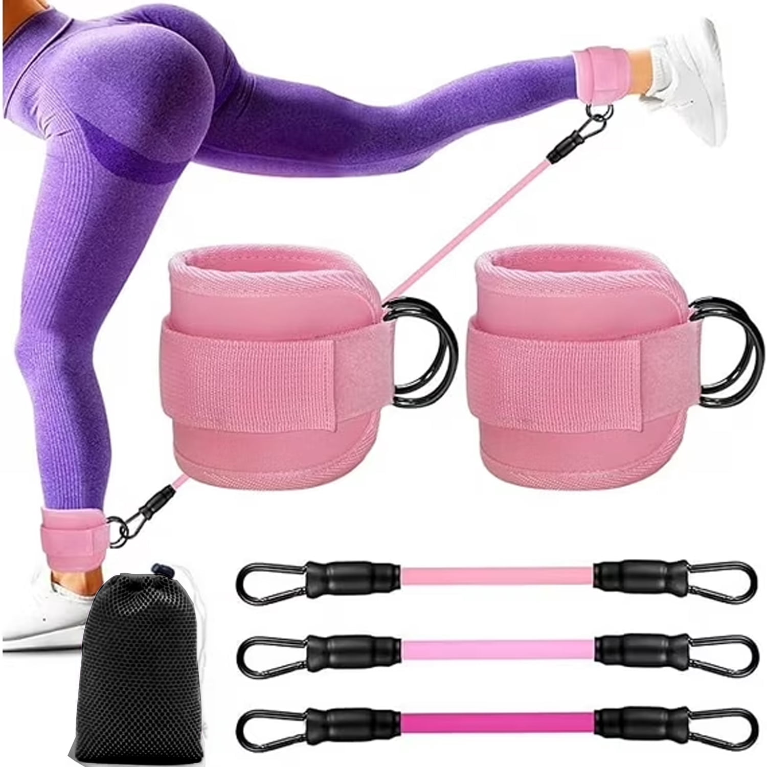 Genreen Ankle Resistance Bands with Cuffs, Glutes Workout Equipment,Ankle Bands for Working Out, Butt Exercise for Women Legs and Glutes