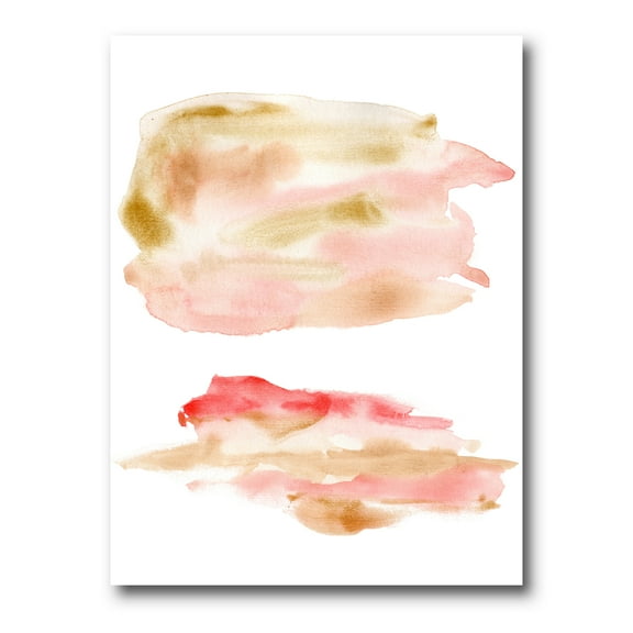 Designart ' Abstract Clouds Set With Pink Gold Beige and Red ' Modern Canvas Wall Art Print