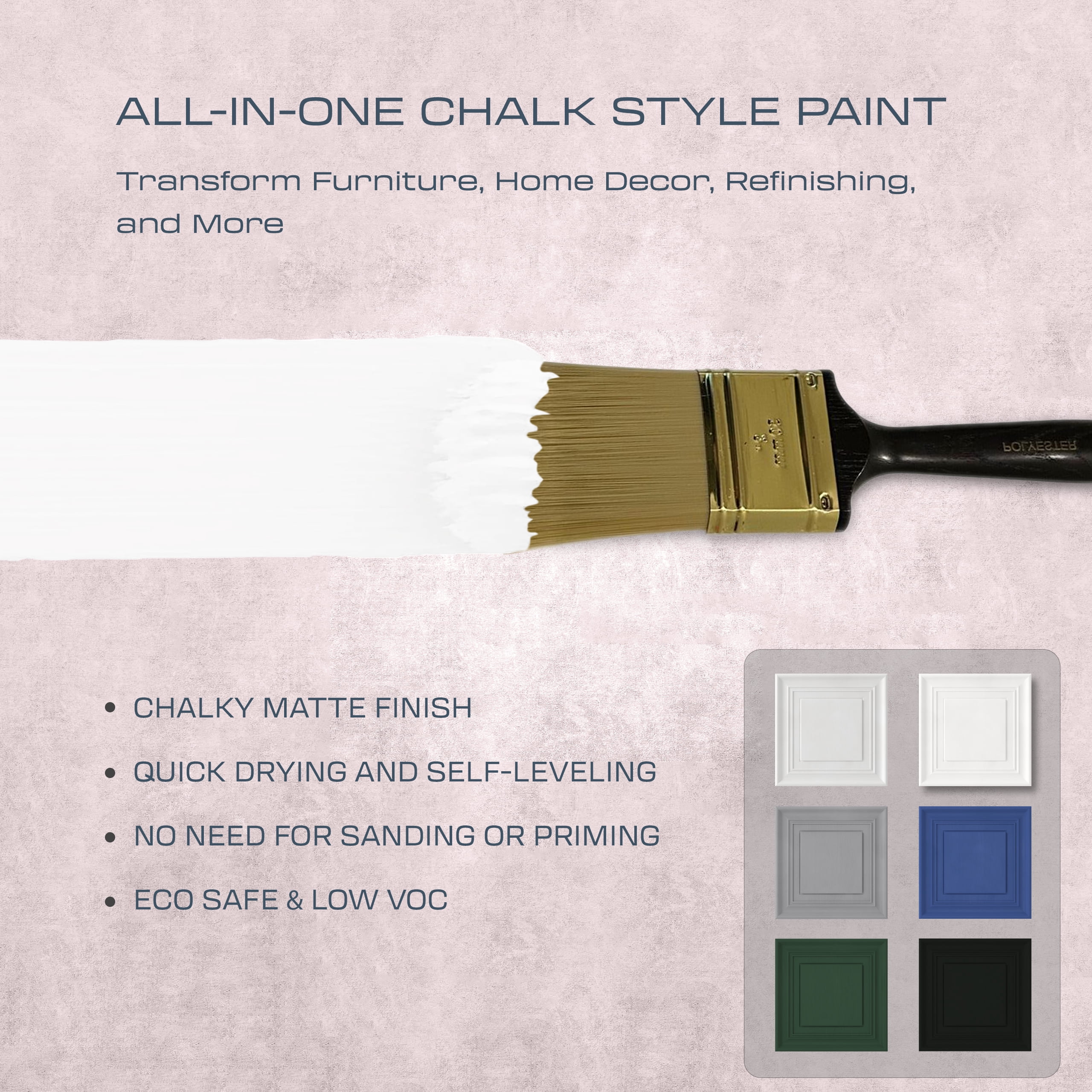 Oslo Home Chalk Style All In One Paint, Winter Frost, Pint (16oz), Matte, no Sanding or Priming, for Furniture and Home Décor