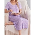 thumbnail image 4 of KISSGAL Nightgowns for Women Button Front Henley Neck House Dress Short Sleeve Soft Pajamas Dress Sleepwear, 4 of 8