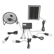 4000mAh Solar Lighting System Kit,12V/500mA 3*LED Lights & Solar Power Panel & Charger & Adapter& FanFor Camping,Tiny Home Emergency, Hurricane