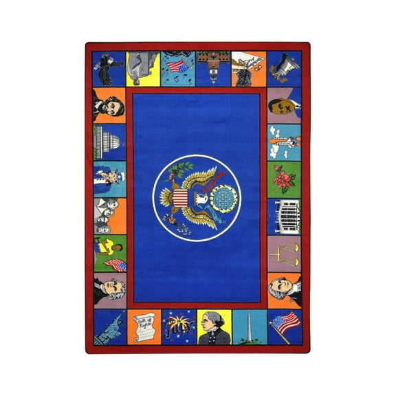 Joy Carpets Kid Essentials Early Childhood Symbols of America Rectangle Rug 5'4" x 7'8" Multicolor