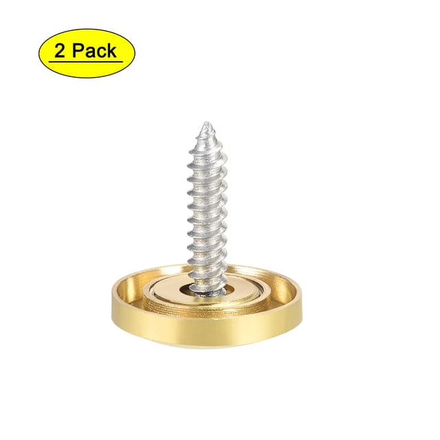 Tornillos de espejo de 18 mm, tapas decorativas, clavos, dorado pulido, paquete de 2