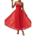 thumbnail image 1 of Gupgi Robe Longue en Tulle pour Femme Couleur Unie à Bretelles Spaghetti Dos Nu Corset Robes Cocktail Robe de Soirée Formelle, 1 of 3