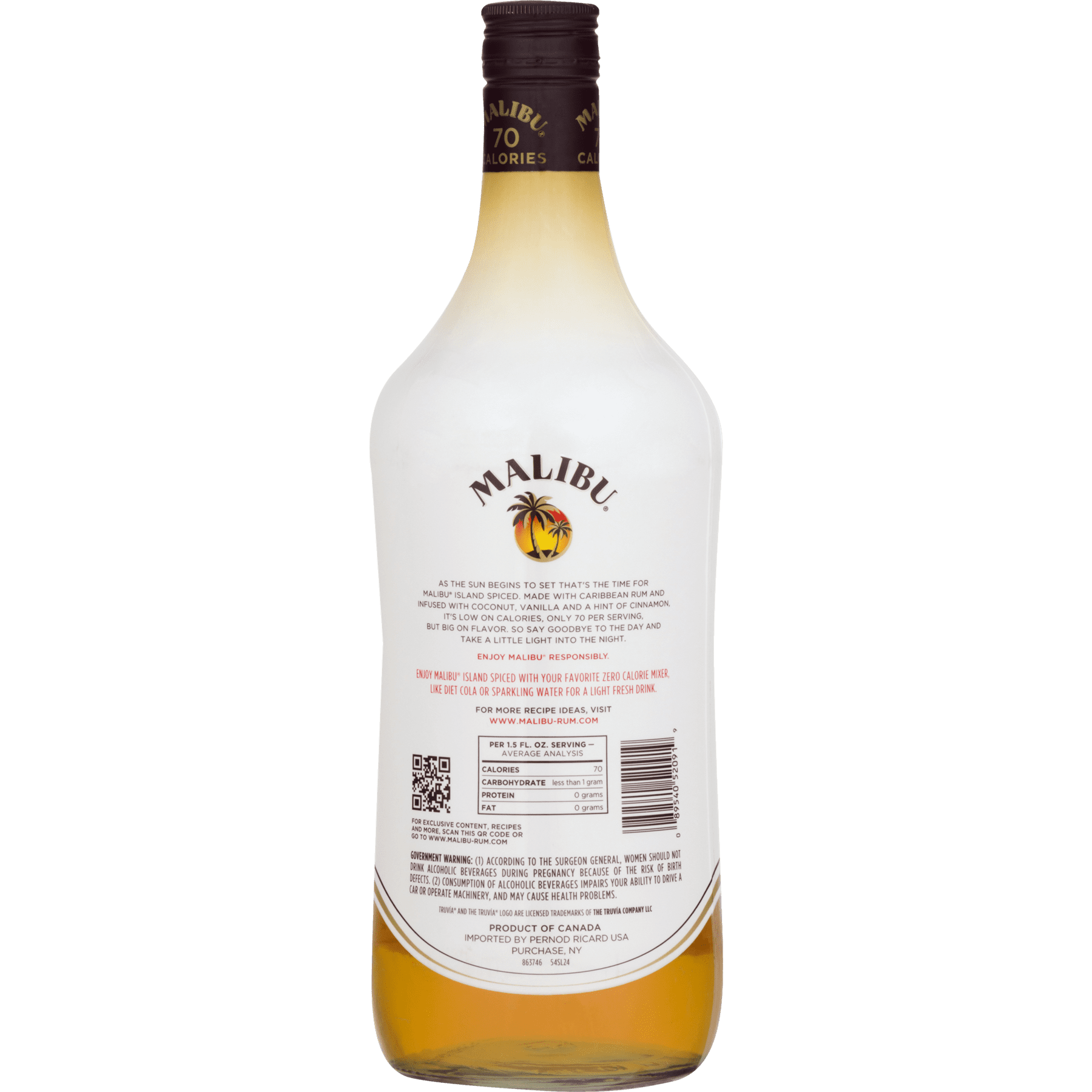 calories in malibu coconut rum