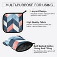 thumbnail image 3 of Yayeee Oven Mitts and Pot Holder Set of 2 Heat Resistant Kitchen Gloves Baking Hot Pad, Blue Geometric, 3 of 5