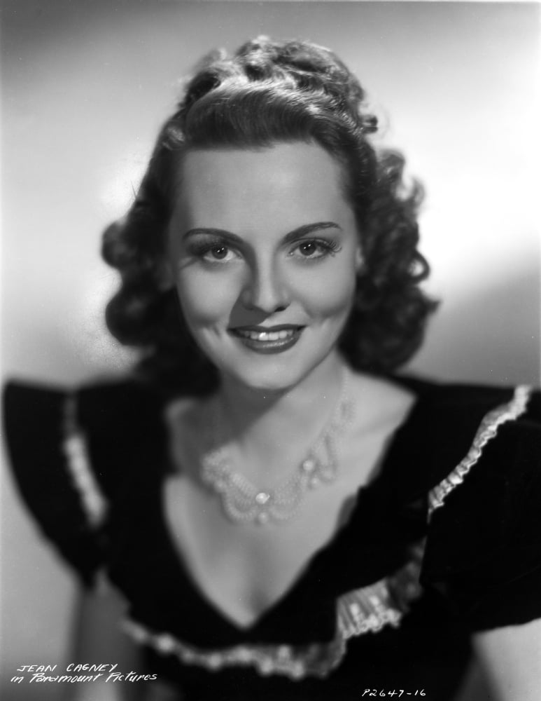 Jeanne Cagney Portrait in Black Blouse and Pearl Necklace Photo Print ...