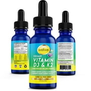 Liquid Vitamin D3 K2 Drops with MCT Oil 5000 IU - Organic, Vegan, No Taste, No Odor, Soy-Free, Non-GMO, 1000 IU per Drop, Boosts Energy Levels & Immune System, Supports Heart & Bones Health (1 Bottle)