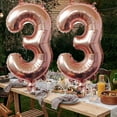 thumbnail image 3 of QWEQWE Rose Gold Number SE33&nbsp;33 Balloons 32'' Foil Balloon 33th Birthday Digit Helium Big for Party Decorations Wedding Bachelorette Bridal Shower, 33(2Pcs), 3 of 3